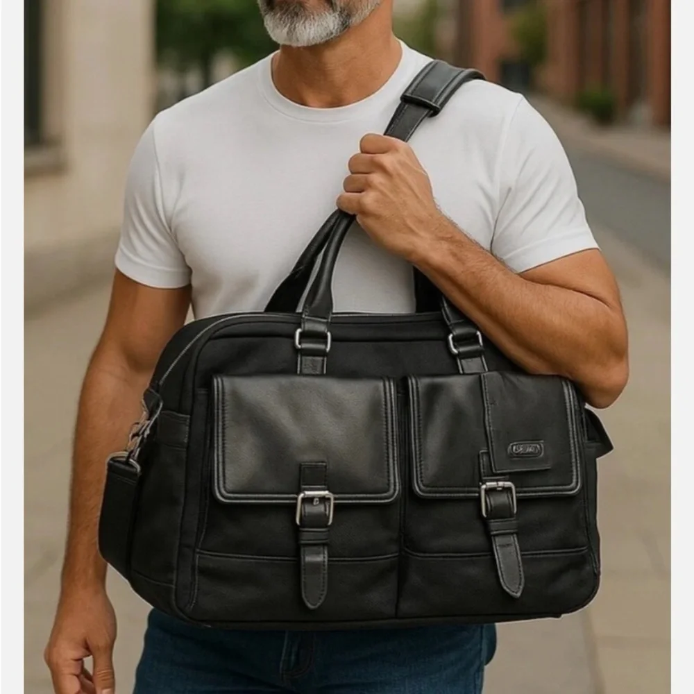 🔥TUMI LUXURY Men’s Black Travel Laptop Briefcase Bag - FEATURES ! EXCELLENT!!
